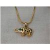Image 1 : 14K YG Enamel Elephant Emerald Pendant Slide #1245819