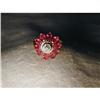 Image 1 : Estate 14K YG Gold Ruby Diamond Floral Ring #1245886