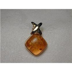 Beautiful Estate 14K YG Amber Pendant Enhancer #1245992