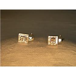 Estate 14K WG Champagne Diamond Square Earrings#1246000