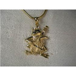 Estate14K YG Gold Whimsical Frog Slide Pendant #1246011