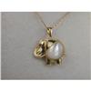 Image 1 : Estate 14K YG Ruby Mobe Pearl Elephant Pendant #1246034