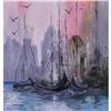 Image 1 : ORIG OIL PAINTING SAILBOATS IN HARBOR #1249551