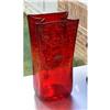 Image 1 : 8.5? RUBY BLENKO 8813 CRACKLE GLASS BAG VASE #1249589