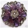 Image 1 : Vintage Art Deco Grape Glass Rhinestone brooch #1250139