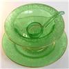 Image 1 : Green Elegant Depression Glass 3 Pc Mayo #1253829