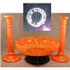 Image 1 : CZECH Console SET Bowl & Candlesticks ORANGE #1254459