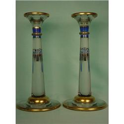 Pair Enameled Glass Candelabrum #1268864