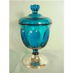 Blue Glass Covered Compote #1268868