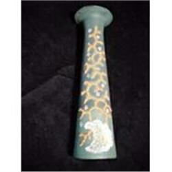 Coralene Hand Blown Green Glass Vase #1268880