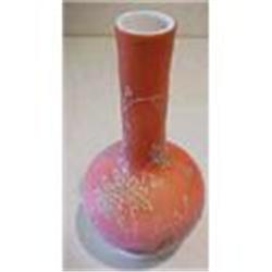 Cased Apricot-Colored Satin Glass Vase #1268890