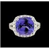 Image 2 : 6.52 ctw Tanzanite and Diamond Ring - 14KT White Gold