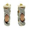 Image 1 : Estate 18kt Rose & White Gold 30mm Braided Mesh Hoop Earrings