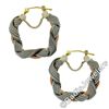 Image 3 : Estate 18kt Rose & White Gold 30mm Braided Mesh Hoop Earrings