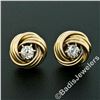 Image 2 : Victorian 14kt Yellow Gold 0.36 ctw Old Mine Cut Diamond Love Knot Stud Earrings