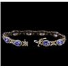 Image 3 : 14KT White Gold 7.90 ctw Tanzanite and Diamond Bracelet