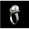 Image 4 : 0.40 ctw Pearl and Diamond Ring - 14KT White Gold