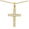 Image 1 : 14k Rose Gold 0.75 ctw Round Brilliant Diamond Petite Cross Pendant w/ 16" Chain