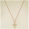 Image 4 : 14k Rose Gold 0.75 ctw Round Brilliant Diamond Petite Cross Pendant w/ 16" Chain