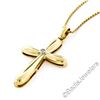 Image 4 : Italian 18kt Yellow Gold Round Diamond Polished Cross Pendant Necklace