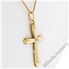 Image 5 : Italian 18kt Yellow Gold Round Diamond Polished Cross Pendant Necklace