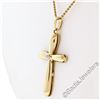 Image 6 : Italian 18kt Yellow Gold Round Diamond Polished Cross Pendant Necklace
