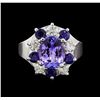 Image 2 : 14KT White Gold 2.48 ctw Tanzanite, Sapphire and Diamond Ring