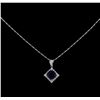 18KT White Gold 3.18 ctw Sapphire and Diamond Pendant With Chain