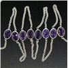 Image 5 : 14k White Gold 8 ctw 8 Station Amethyst by the Yard 20" Cable Link Chain Necklac