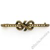 Image 1 : Antique Victorian 15kt Yellow Gold Seed Pearl Knot Bar Pin Brooch