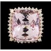 Image 2 : 34.86 ctw Kunzite and Diamond Ring - 14KT Rose Gold