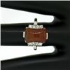 Image 9 : Antique 10K White Gold Carnelian Solitaire Ring w/ .22 ctw Round Diamond Accents
