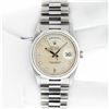 Rolex Mens 18k White Gold President Day-Date Silver Diamond Dial 36mm Wristwatch