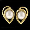 Image 2 : 14kt Yellow Gold 6.6mm Round Pearl Open Stud Earrings