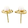 Image 4 : 14kt Yellow Gold 6.6mm Round Pearl Open Stud Earrings