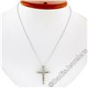 Image 3 : New 14kt White Gold 1.52 ctw Fancy Colored Round Diamond Cross Pendant Necklace