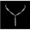 10.66 ctw Sapphire and Diamond Necklace - 18KT White Gold