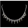 Image 1 : 4.83 ctw Diamond and Yellow Sapphire Necklace - 18KT White Gold