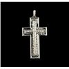 Image 2 : 0.60 ctw Diamond and Onyx Cross Pendant - 18KT White Gold