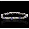 Image 3 : 14KT White Gold 5.20 ctw Tanzanite and Diamond Bracelet