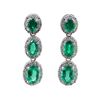 Image 1 : 3.25 ctw Emerald and Diamond Earrings - 18KT White Gold
