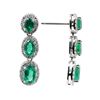 Image 2 : 3.25 ctw Emerald and Diamond Earrings - 18KT White Gold