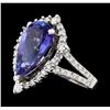 Image 1 : 4.16 ctw Tanzanite and Diamond Ring - 14KT White Gold