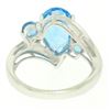 Image 5 : 14k White Gold 4.33 ctw Pear & Round Swiss Blue Topaz Ring w/ 2 Diamond Accents
