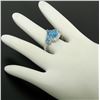 Image 7 : 14k White Gold 4.33 ctw Pear & Round Swiss Blue Topaz Ring w/ 2 Diamond Accents