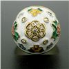 Image 8 : Antique 14K Yellow Gold Diamond White Blue Green Yellow Enamel Dome Floral Ring