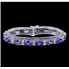 Image 1 : 14KT White Gold 17.85 ctw Tanzanite and Diamond Bracelet