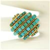 Image 6 : Vintage Large 18k Yellow Gold 50 Natural Round Turquoise Wire Dome Cocktail Ring