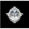 Image 2 : 4.68 ctw Aquamarine and Diamond Ring - 14KT White Gold
