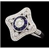 Image 1 : 0.76 ctw Diamond Ring And Sapphire Ring- 18KT White Gold
